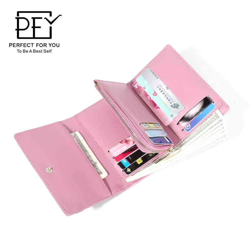 Simple Fashion Small Fresh Student Three Fold Niche Wallet Japanese and Korean Women's Wallet Multi Card Short Wallet Women 220625