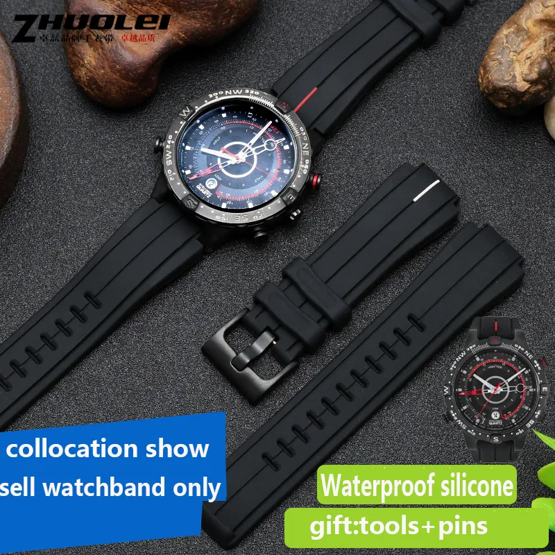 Timex Watcht2N720 T2N721 TW2T76300 블랙 워터 루프 실리콘 스포츠 스트랩 2416mm 220706343Z 용 고량 고무 감시 대역