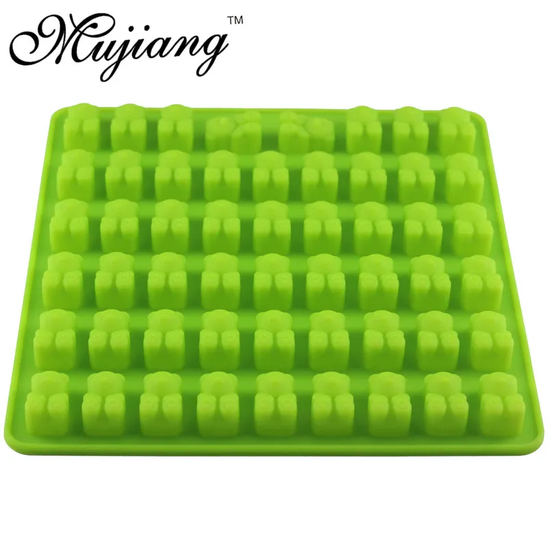 Mujiang 50 Cavity Bear Silicone Gummy Chocolate Sugar Candy Jelly Molds Snake Worms Ice Tube Tray Mold Cake Decorating Tools 220601