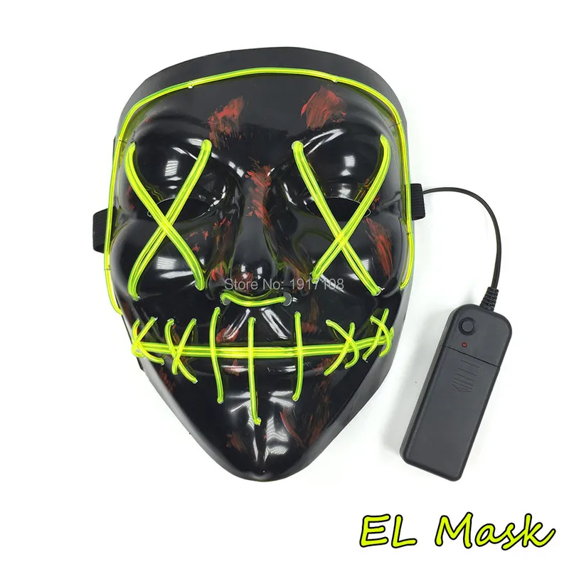 Horror Halloween LED Mask LED Neon Light up Mask Costume Festival Cosplay DJ Party Light Up Masks Election Purge Mascara Mask 220705