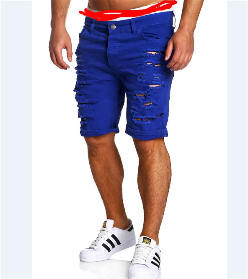 Herren -Denim Chino Mode Shorts gewaschener Junge Röhrenstraße Kurzmänner Jeans Homme zerstört russe Plus Size 220715