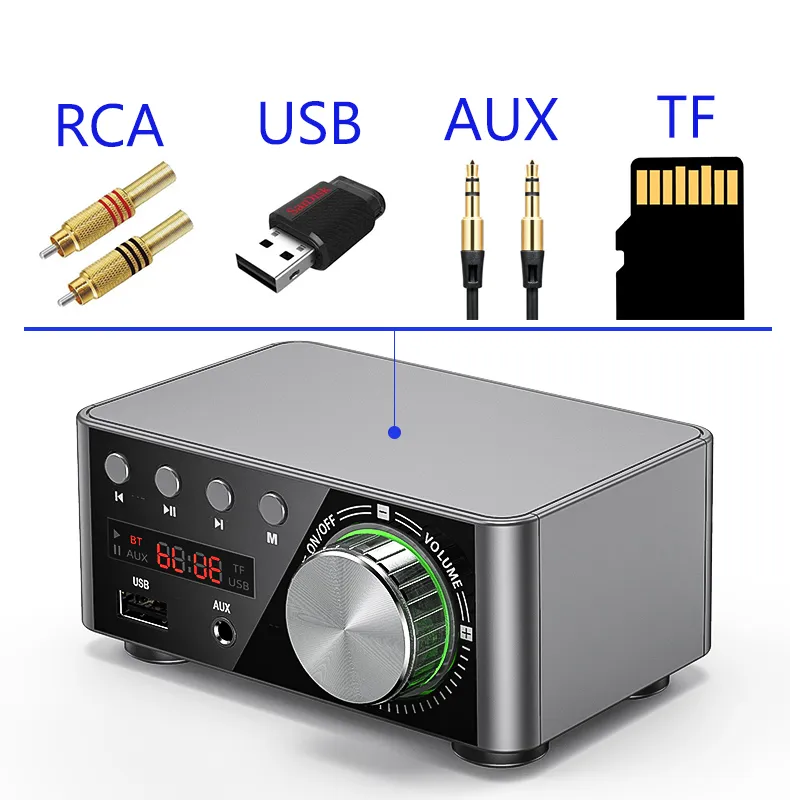 50WX2パワーアンプボードBluetooth対応TPA3116レシーバーステレオホームカーオーディオAMP USB UディスクTFミュージックカードプレーヤー