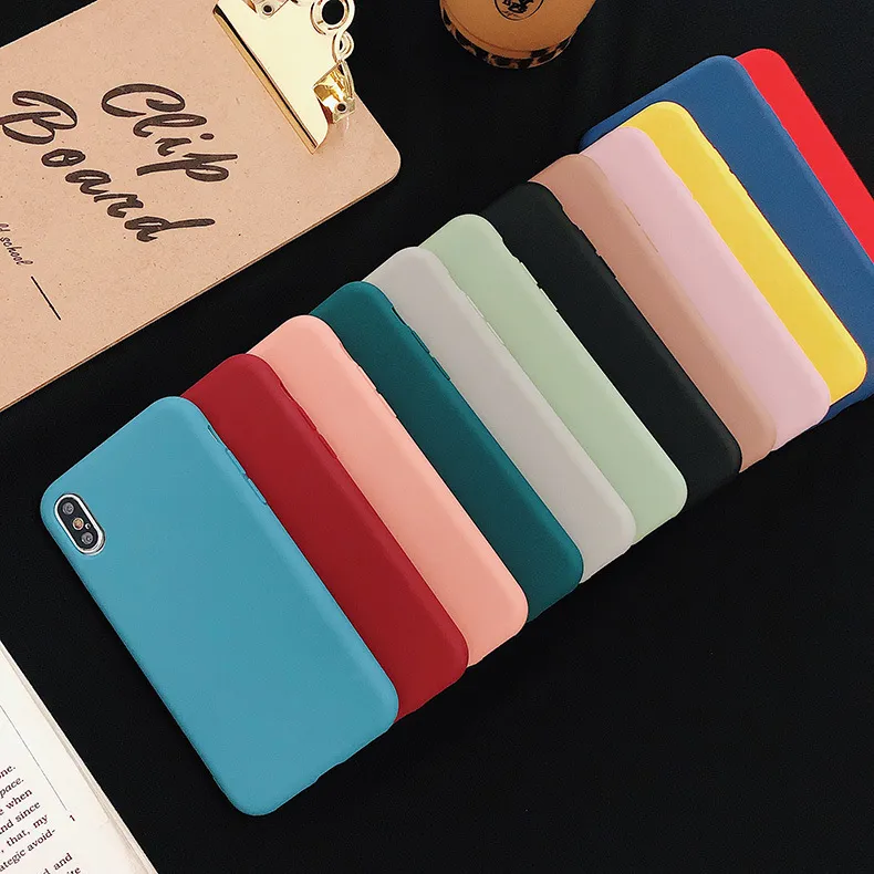 Silicone Solid Color Phone Case para Huawei P40 P8 P9 P20 P30 Lite E 2017 Pro Mini Soft Cover Candy P Smart Z Plus 2019
