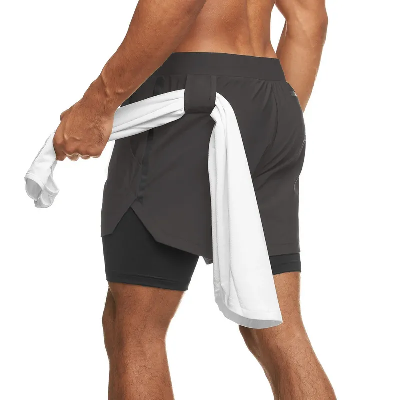 Summer Mash Mens Shorts Quickdrying 2in1 wielopadzwiołowy dublelayer fitness koronkowe spodnie sportowe 220524