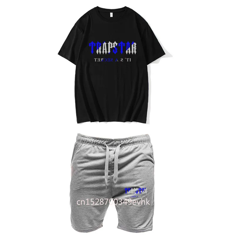 TRAPSTAR Camiseta y pantalones cortos Conjunto de 2 piezas Hombres Chándal Ropa deportiva de verano Fitness Algodón Manga corta Tops Traje de jogging 220726