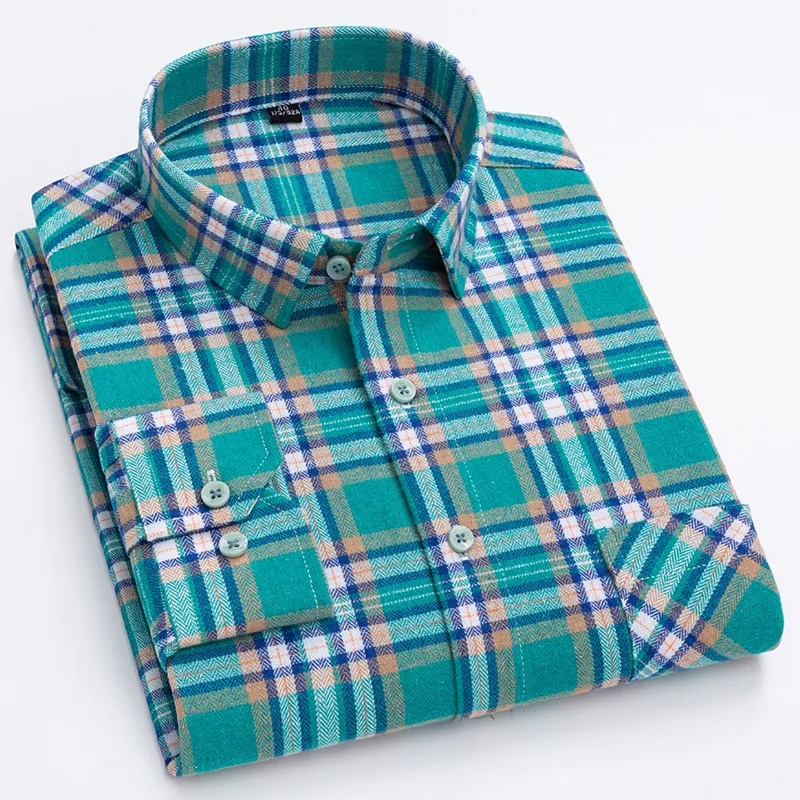 100% coton hommes chemises en flanelle à carreaux à manches longues coupe régulière mode grande chemise décontractée sociale pour hommes de haute qualité 220322
