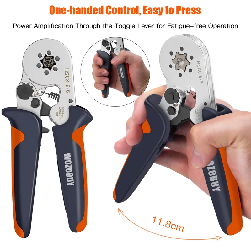 Ferrule Crimping Tool Kit AWG23-7 Self-adjustable Ratchet Wire Single Plier Set Crimp Terminal 220428