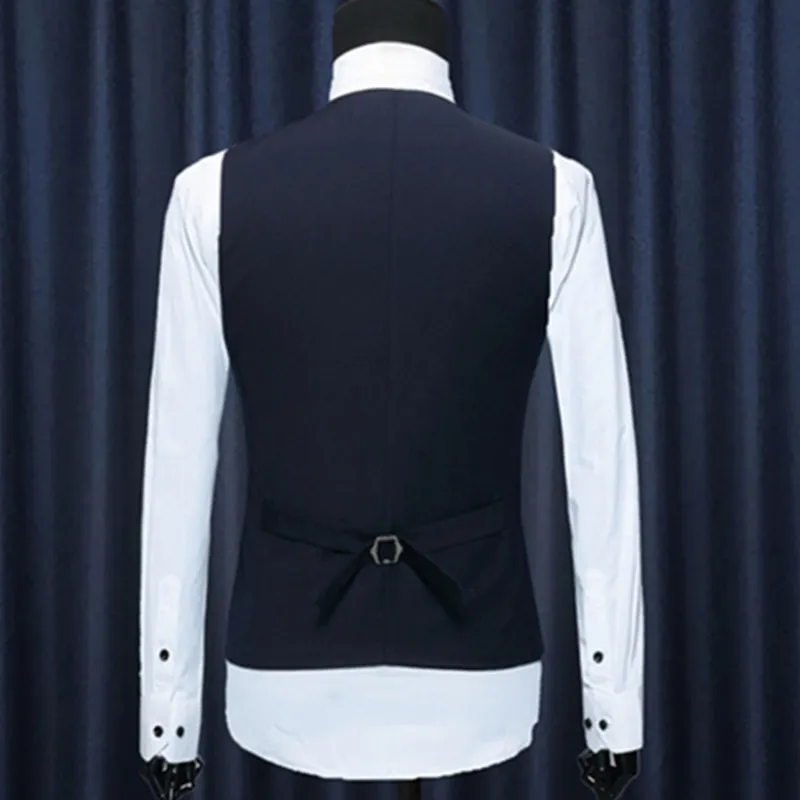 Fashion Men Vests Waistcoat Solid Color v Neck Mouwess Knoppen Blazer Plus Size Formele Business Jacket Vesten 220725