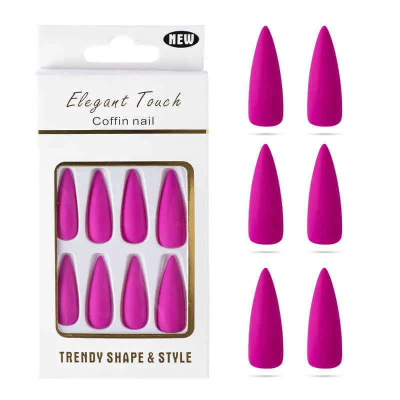 FALSE NAILS 30 PIE PIE FULL PASTE NAIL Color Carton Längt Frosted Water Drop Tip Manicure Patch Solid Stiletto Fake 0616