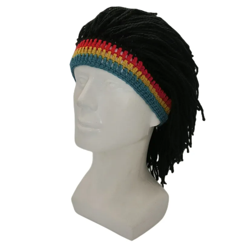 Party Hats Rasta Wig Cap Beanie Hat Jamaica Rasta Handmade Cap Reggae Dreadlocks 220823