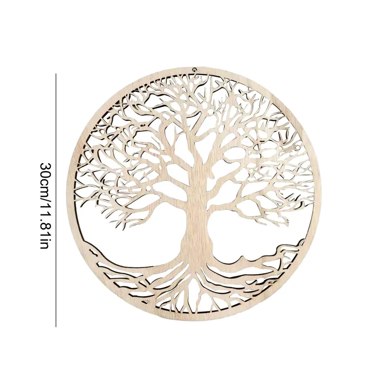 Kreative 3D runde Baum des Lebens Wandbehang Dekorationen Durchmesser 30 cm Holz Art Home hängende Ornament Baum Wanddekoration 220407