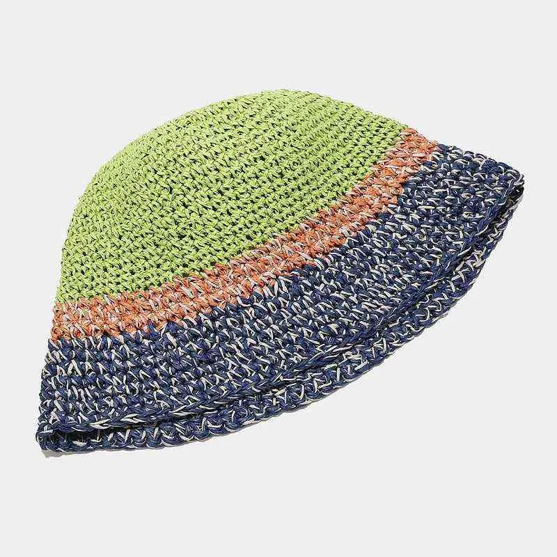 Cuciture giapponesi fatte a mano Gancio Fiore Cappello da pescatore Donna Coreano Estate Hollow Protezione solare Cappellino di paglia Cupola casual Cappelli secchio G220418