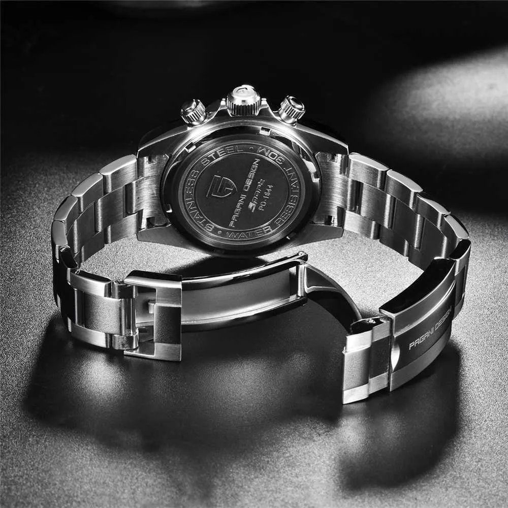 2022 NYA PAGANI DESIGN TOP Märken herrsportkvartsklockor Sapphire rostfritt stål vattentätt kronograf lyx Reloj Hombre