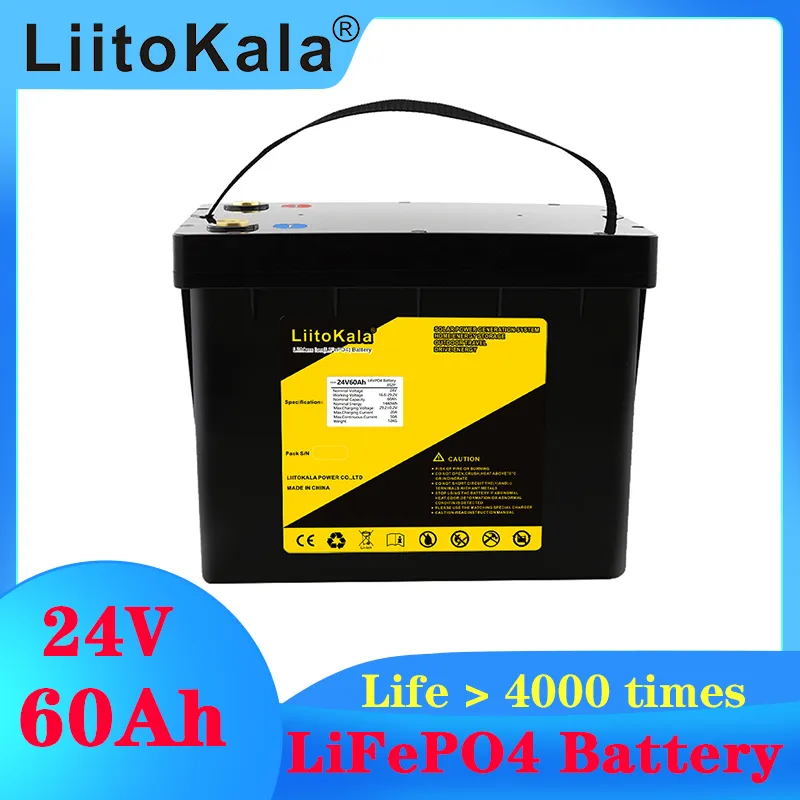 LIITOKALA LIBO4 24V 60AH 50AH حزمة البطارية مع 100A BMS لدراجة نارية نظام الطاقة الشمسية ebike السلطة كرسي متحرك الدراجات البخارية الكهربائية