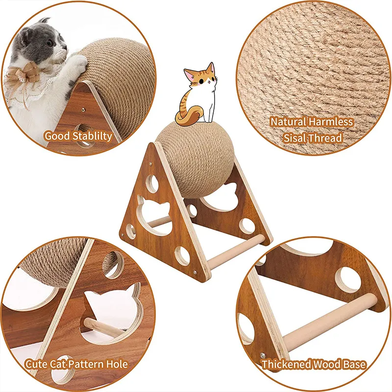 Chat en bois griffoir balle jouet Scratcher Sisal corde s jouets meubles pour animaux de compagnie fournitures accessoires tour arbre 220623