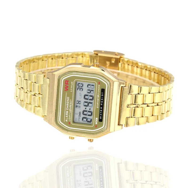 Relojes de pulsera Oro Plata Mujeres Hombres Reloj Led Relojes digitales Cuadrado Vestido de mujer Deportes Reloj de mujer Hodinky Relogios Femini297w