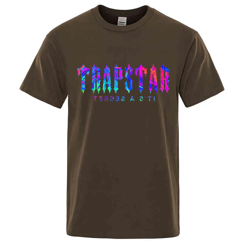Trapstar London Y2K Style tryckt t-shirts Men Street Cotton O-Neck Overdimensionerad tee-kläder Summer andningsvarumärke