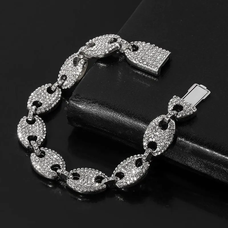 Bracelets de charme bracelet de grain de café Iced Out Shein Zircon cubic pour hommes