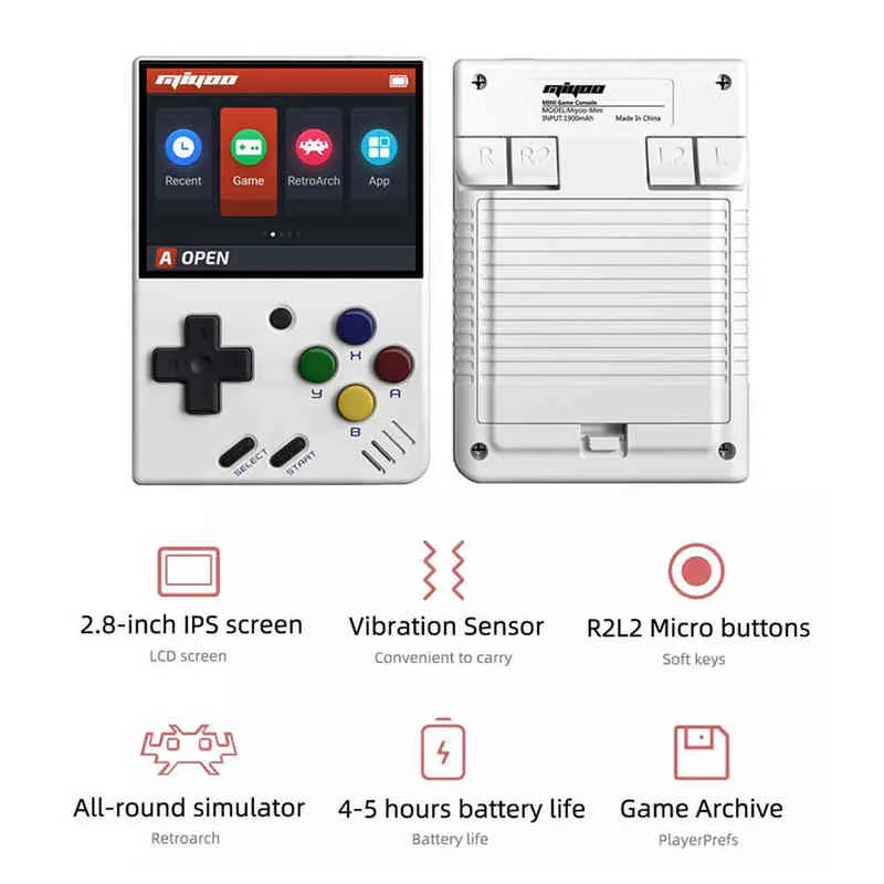 Console de videogame retrô miyoo mini 28 polegadas de tela ips console portátil console retro emulador de jogos clássicos h2204263697390