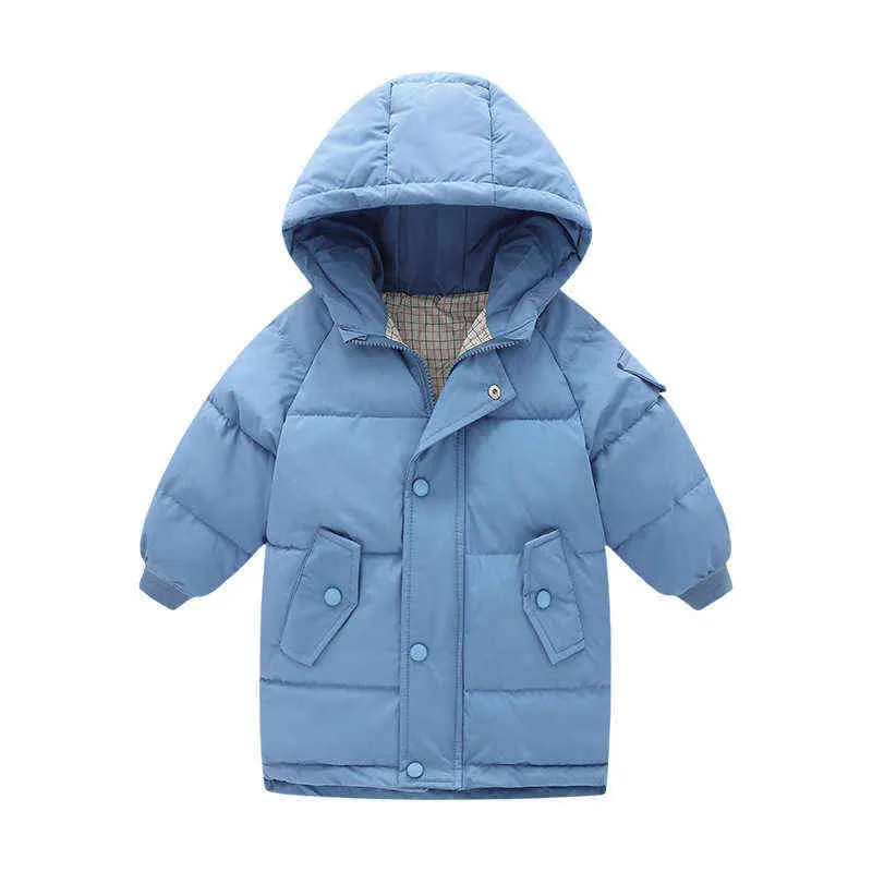 Winter Warm Jackets Extended Jacket 2-10 Year Old Boys And Girls Clothes Hooded Thickened New Korean Fashion Children clothes J220718