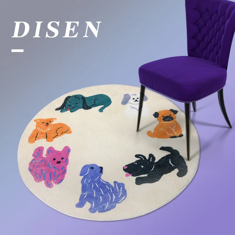 Tapis de chien Simple et mignon, rond, pour salon, chambre à coucher, couverture de chevet, tapis pour enfants dans la chambre à coucher, tapis pour pépinière