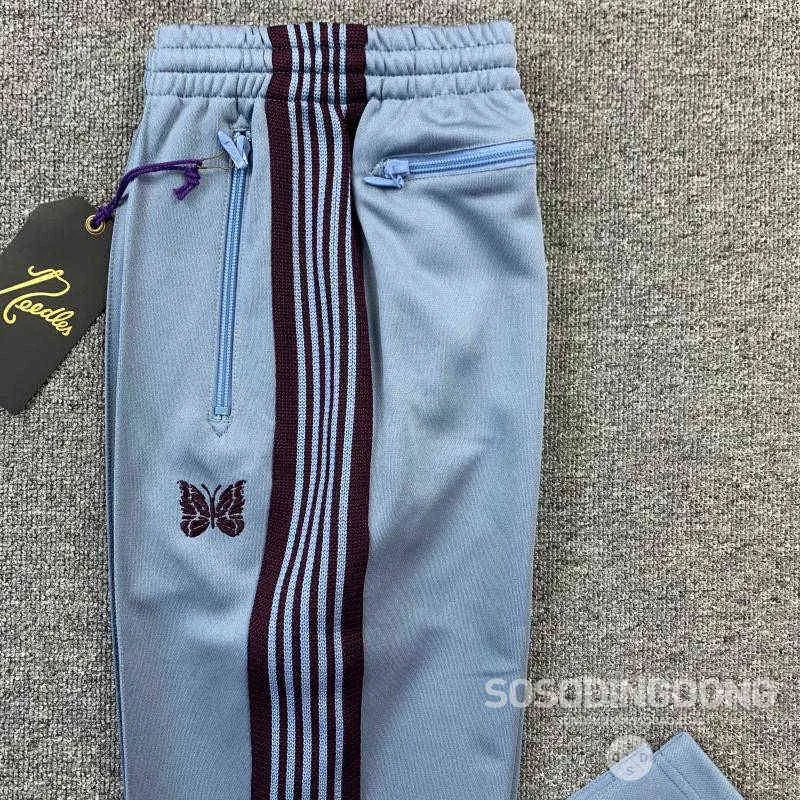 Men Women Best Quality Webbing Striped Embroidery Butterfly Needles Track Pants AWGE Trousers 2022ss Needles Pants