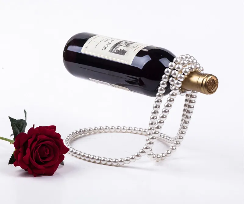 Collier de perles créatives de luxe en résine métallique magique, suspension suspendue, porte-bouteille de vin, décoration de bureau à domicile 220727