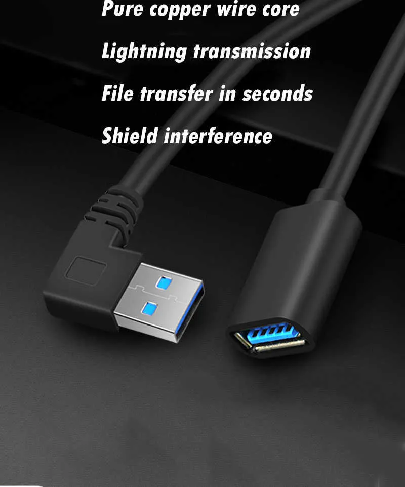 30CM 90 Grad USB 3.0/2,0 Männlich zu Weiblich Adapter Kabel Winkel Verlängerung Extender 5Gbps schnelle Übertragung Links/Rechts/Oben/Unten