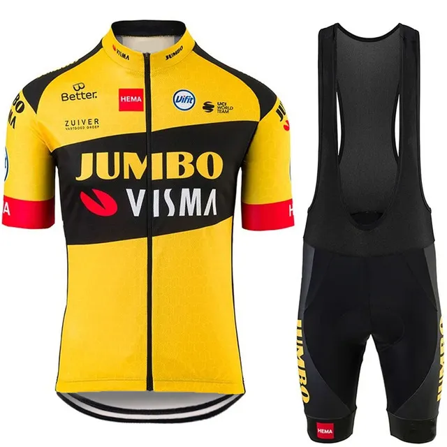 Jumbo Viism Cycling Jersey Set Mens Pro Cycling Clothing Road Bike Shirts Suit Bicycle Bib Shorts MTB Wear Maillot Culotte 220615