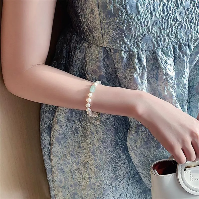 Charmarmband elegant barock pärla för kvinnor blommor oregelbunden natursten sötvatten pärlstav armband smycken pulserascharm2812