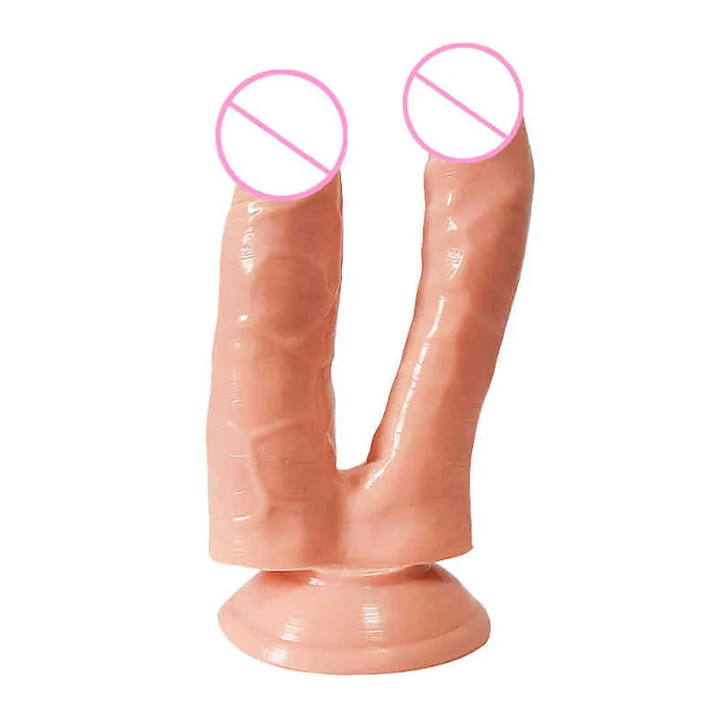 Nxy Dildos Simulated Penis Double Headed Pvc Wearing Women s Lesbian Sex Toys Adult Products False 220601