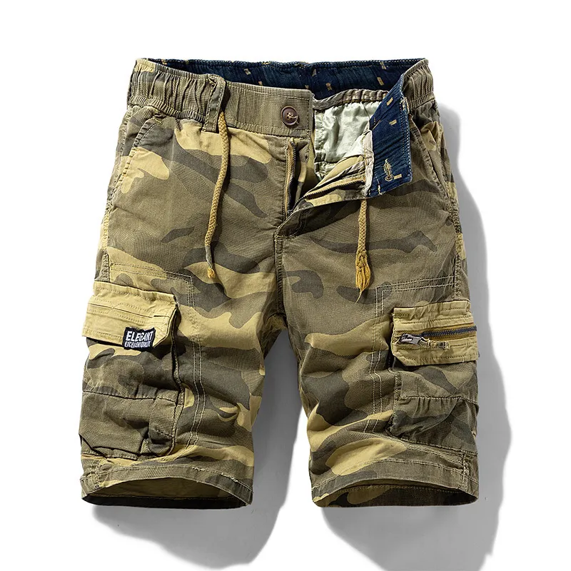 Été hommes coton Cargo Camouflage Shorts vêtements décontracté culotte Bermudes plage survêtement mâle goutte 220715