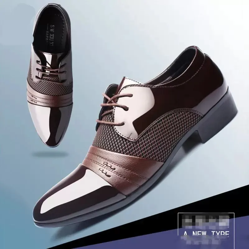 특허 가죽 블랙 이탈리아 남성 신발 브랜드 결혼식 공식 옥스포드 신발 남성을위한 뾰족한 발가락 드레스 신발