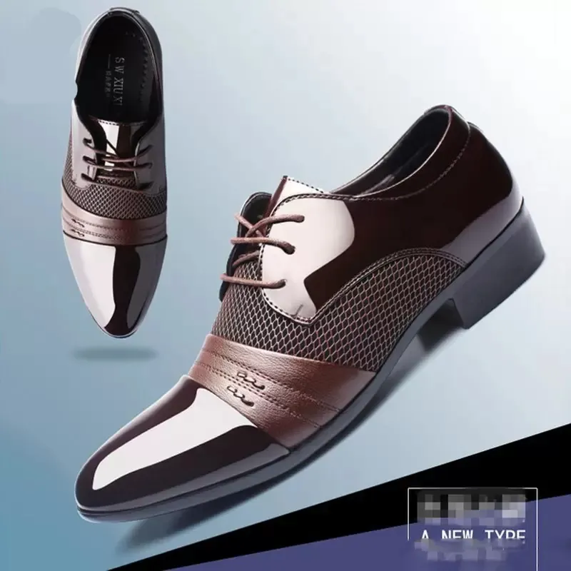 Chaussures en cuir verni noir pour hommes italiens, marques oxford formelles de mariage, chaussures habillées à bout pointu