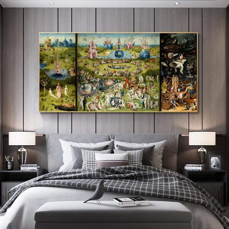 Le jardin des délices terrestres et de l'enfer de Hieronymus Bosch, peinture sur toile, images d'art murales pour salon, Cuadros, décoration de maison, 3412143