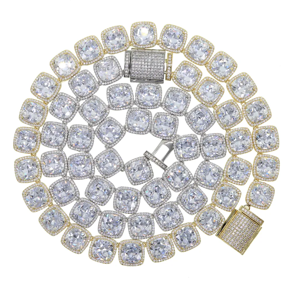 Men Hip Hop colar pesado com cluster de cz quadrado colar de corrente de tênis grande gelado de big stone charme jóias de moda268q