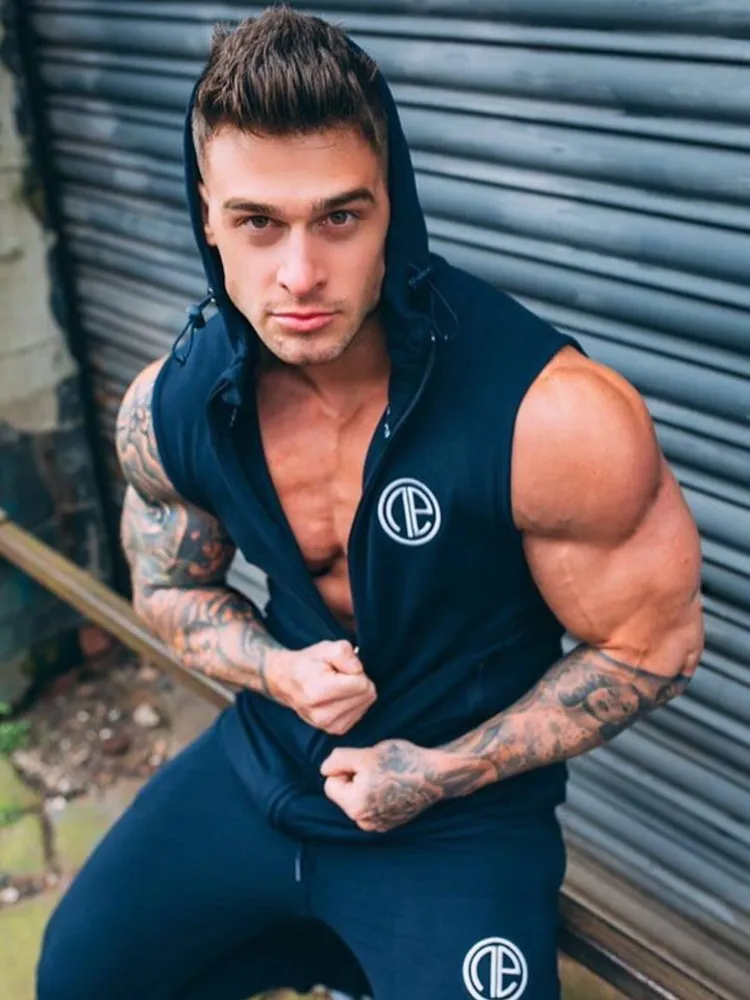 Haute qualité Mens Gyms Sweat à capuche Singlets Sweatshirts sans manches Impression Bodybuilding Fitness Chemises pour hommes Sweats à capuche décontractés 220629