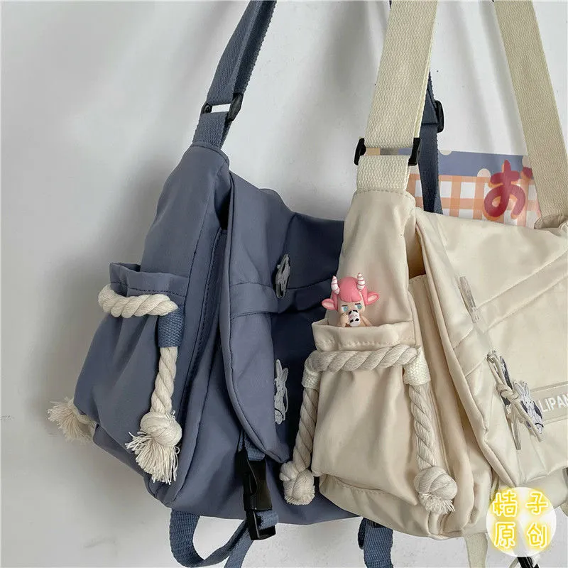 Mode sacs à bandoulière école adolescents amusant Anime dessin animé grande taille sac à bandoulière pour fille toile Hip Hop 220630