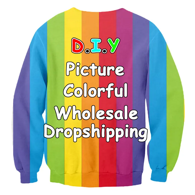 Anpassad drop eu us size Diy din egen designtryck 3D -tröjor personaliserad hiphop punk crewneck sweats s 6xl 220704