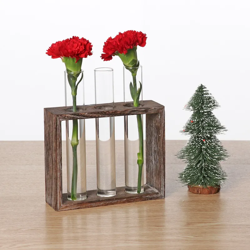 Planta hidropônica criativa Terrarium vaso transparente Vaso de madeira Decoratio Glass Combletp Bonsai Decor Vaso Vaso 220423