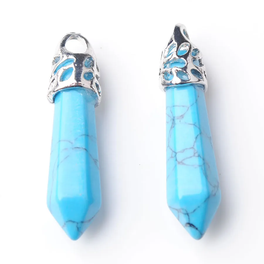 Natural Stone Quartz Crystal Aquamarine Alloy Pendant för DIY -smycken som tillverkar halsbandstillbehörBZ900293Q