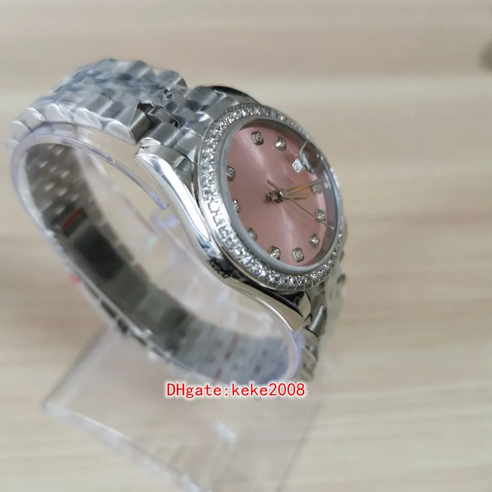 Super femmes montres 278384RBR 278384 31mm bordure diamant en acier inoxydable cadran rose bracelet jubilé saphir automatique 280m