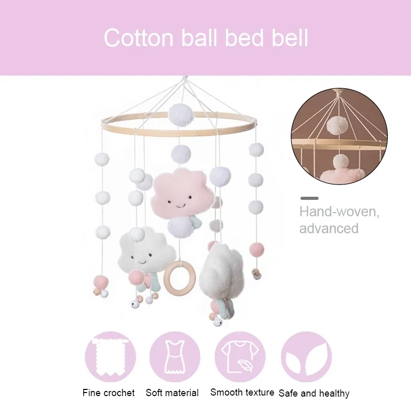 Baby Catcles Cribiles Mobiles Wood Toy Toy Solder Girating Bell Box 0-12onth Cloud Cotton Carousel para Cots Projeção 220428