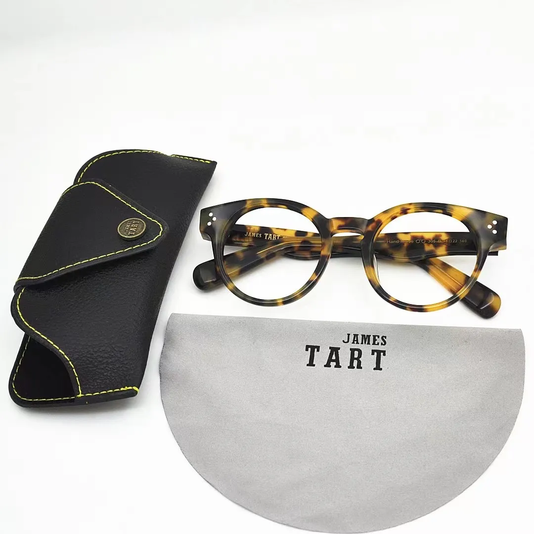 James Tart 305 Optiska glasögon för unisex retro stil anti-blå ljus linsplatta rund rund med box306u