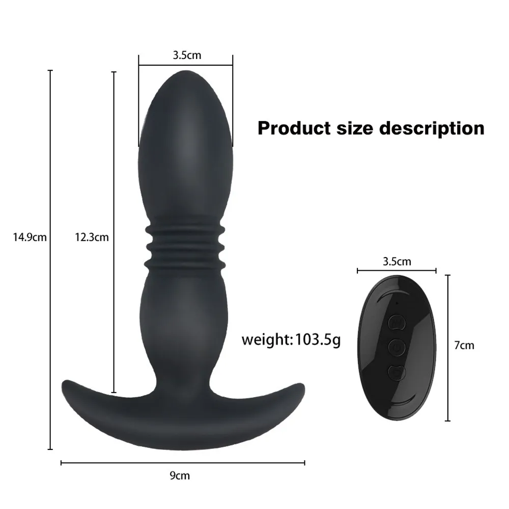 Telescopic Dildo Vibrator Wireless Remote Butt Plug Prostate Massage Silicone Anal G-spot Stimulate Adult sexy Toy
