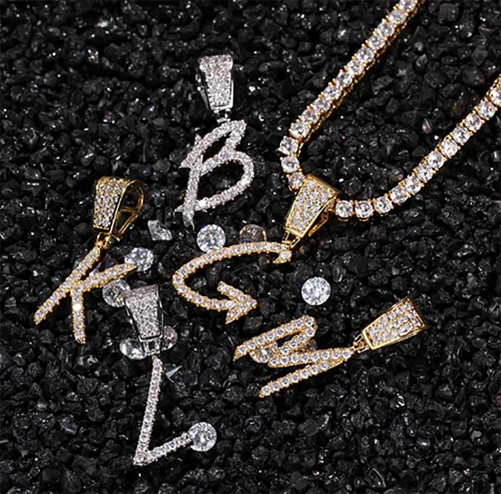 Goud Zilver A-Z Letters Hanger Kettingen Whos Initial Micro Letter Charm voor Mannen Vrouwen met 24 inch Touw chain196f