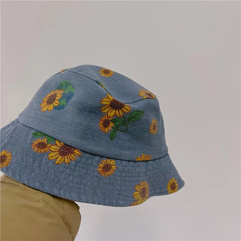 Милансел летняя детская джинсовая шляпа принт подсолнечника Big Brim Hat 220611