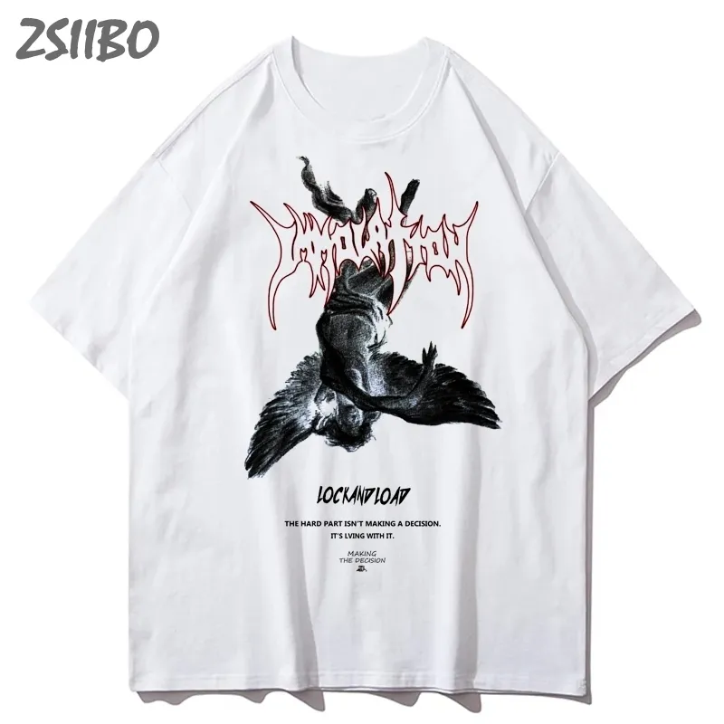 Harajuku Art Fallen Angel Oversize Heren T-shirt Zomer Cool Unisex Hip Hop Grappig Gedrukt T-shirt Casual T-shirt streetwear Tops 220618