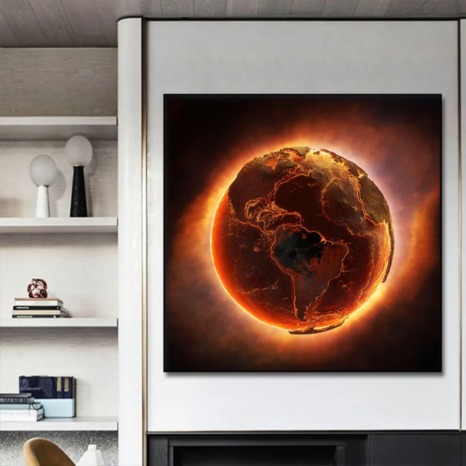 Abstract Burning earth Poster 1pcs Modern Home Wall Decor Canvas Picture Art HD Print Painting On Canvas for Living Room (2)
