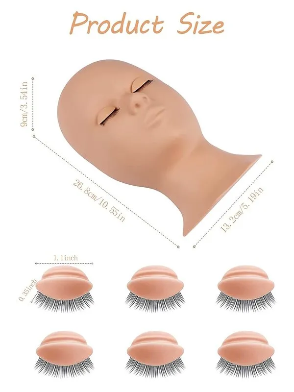 Kit de formation pour extensions de cils, tête de Mannequin de cils, remplacement des paupières, modèle de maquillage en Silicone, outils de tête de pratique des cils 2206168431472